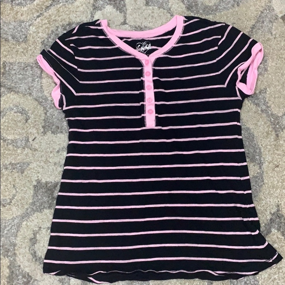 Justice Black and Pink Striped Shirt